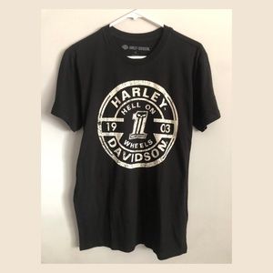 Harley Davidson Men's Black Graphic Tee Hell On Wheels 1